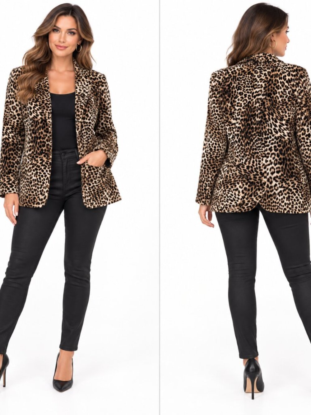 Libby Edelman Bold Luxury Mob Wife Glam Rock Soft Velour Leopard Blazer Jacket L